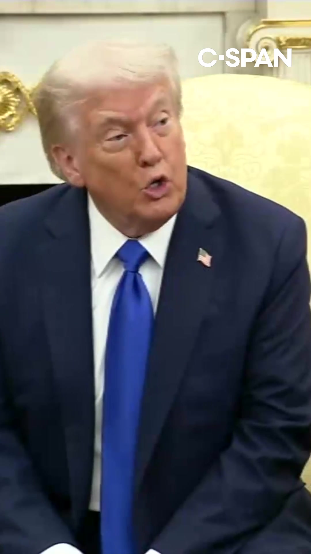 President Trump on Tuesday would not commit to providing back pay to furloughed workers, saying it &quot;depends on who we're talking about.&quot;   &quot;The Democrats have put a lot of people in great risk and jeopardy,&quot; he told reporters in the Oval Office during a meeting with Canadian Prime Minister Mark Carney.   The White House recently said in a memo that federal workers may not be eligible for back pay, which would appear to contradict a federal law signed by President Trump in 2019 that guarantees retroactive payments shortly after the government reopens.   &quot;For the most part, we're going to take care of our people,&quot; the president said. &quot;There are some people that really don't deserve to be taken