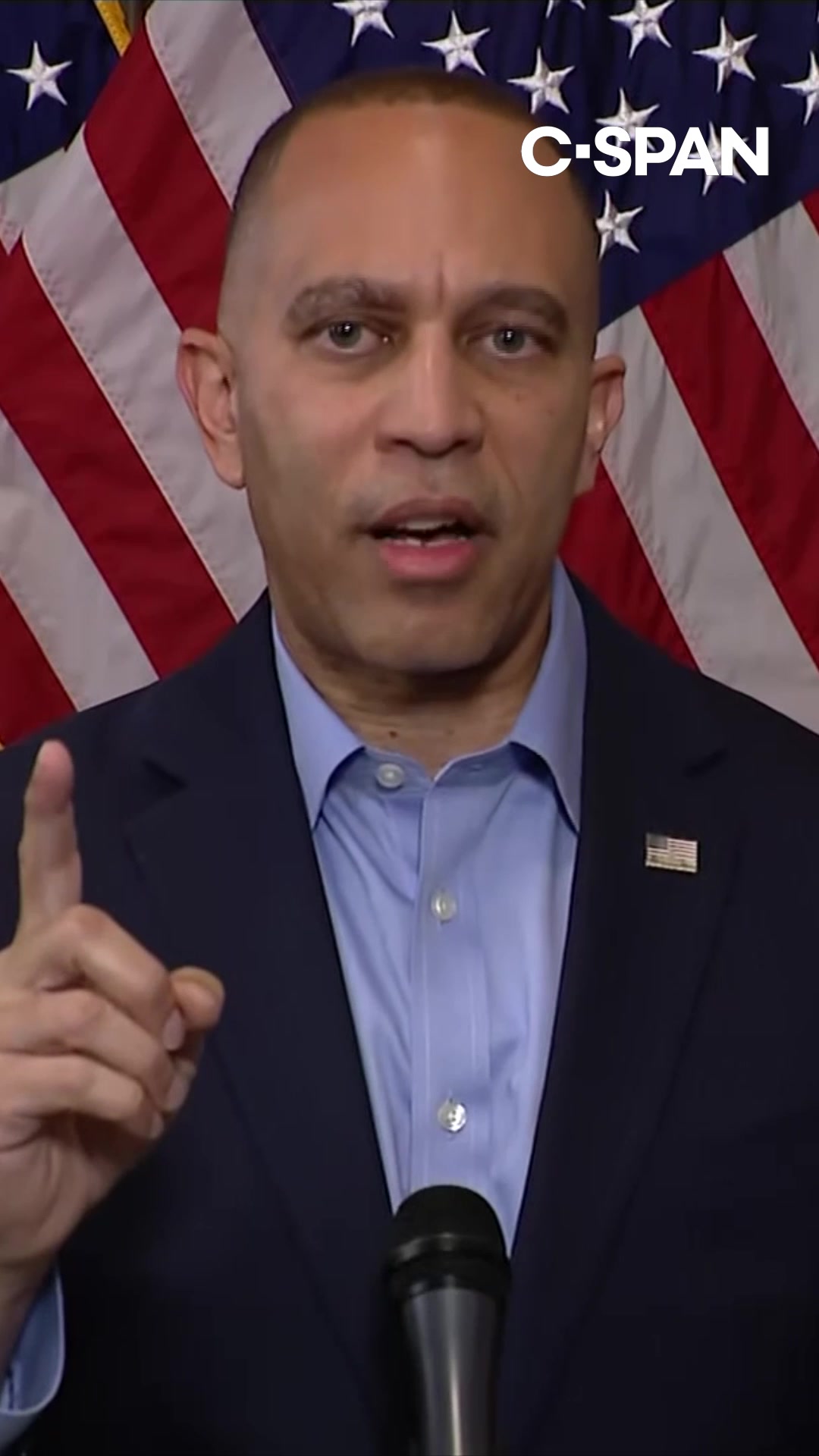 House Minority Leader Hakeem Jeffries (D-NY) struck a defiant tone Tuesday following the arrest of a pardoned Jan. 6 rioter who allegedly threatened to kill him.   &quot;Here in America, we're living in a moment of extreme political violence,&quot; he told reporters. &quot;We will not be intimidated. We will continue to show up and stand up and speak up for the American people.&quot;   The suspect, who was pardoned by President Trump shortly after taking office, was arrested Sunday and charged with a felony count of making a terroristic threat after allegedly saying in text messages that he planned to &quot;eliminate&quot; Rep. Jeffries at an event in New York City.   &quot;We will not bend. We will not break. We will never b