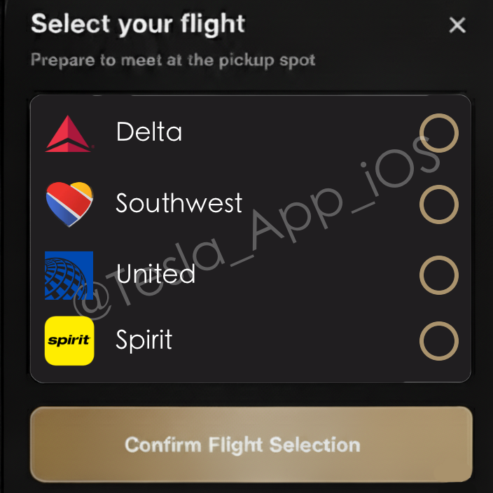 RT by @elonmusk: NEWS: Tesla's Robtoaxi app will soon allow you to select your airline, and will help you automatically find the exact terminal and door you need to get to. The app will also guide you from baggage claim directly to the pickup curb.
