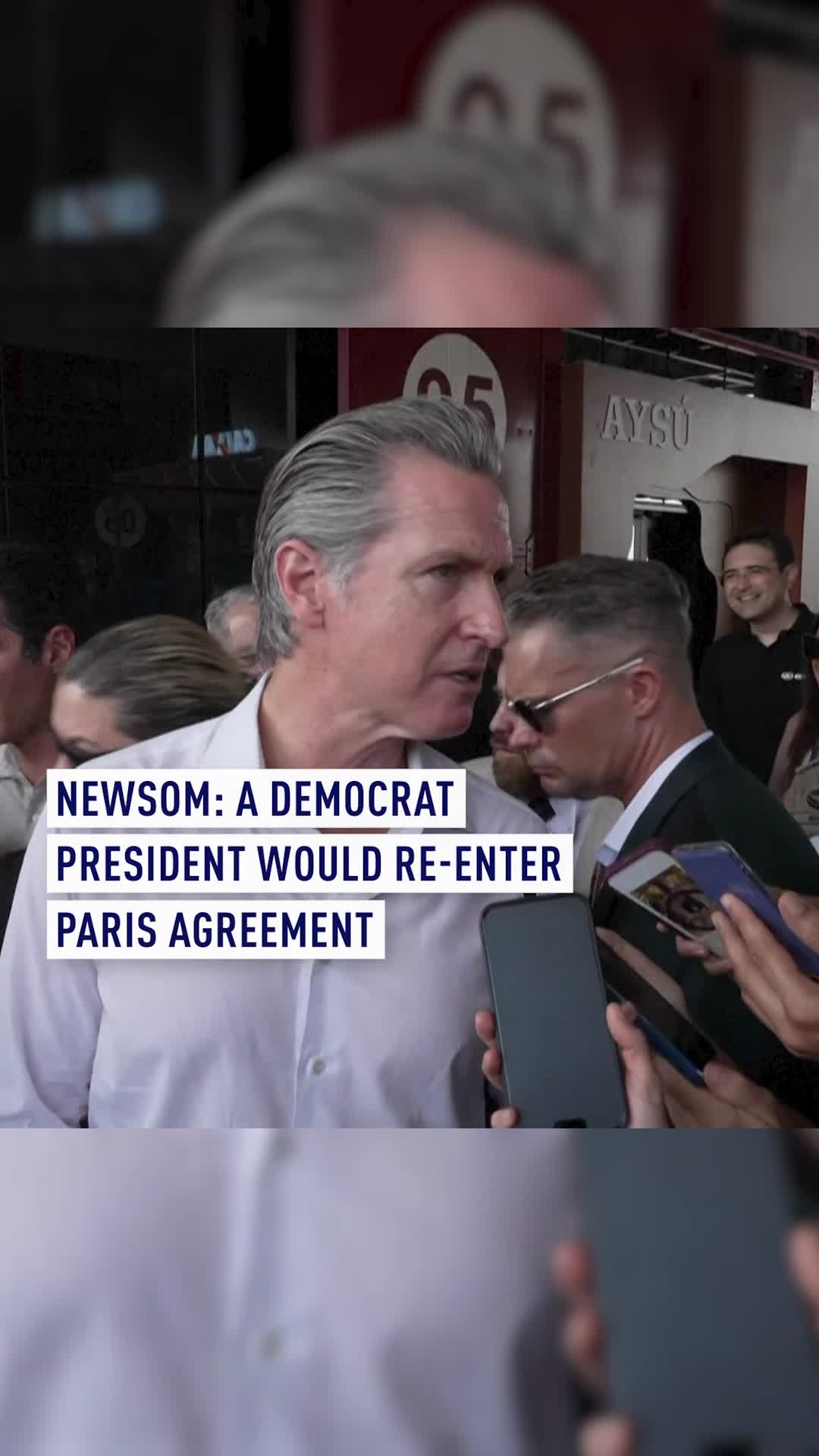 A future Democratic president would rejoin the Paris climate accord "without hesitation," says California Governor Gavin Newsom, slamming President Donald Trump for pulling the United States out of the deal. "It's an abomination that he has twice, not once, pulled away from the accord," he adds from Belem, the Brazilian Amazon city hosting the UN's COP30 climate summit. #Trump #COP30 #newsom