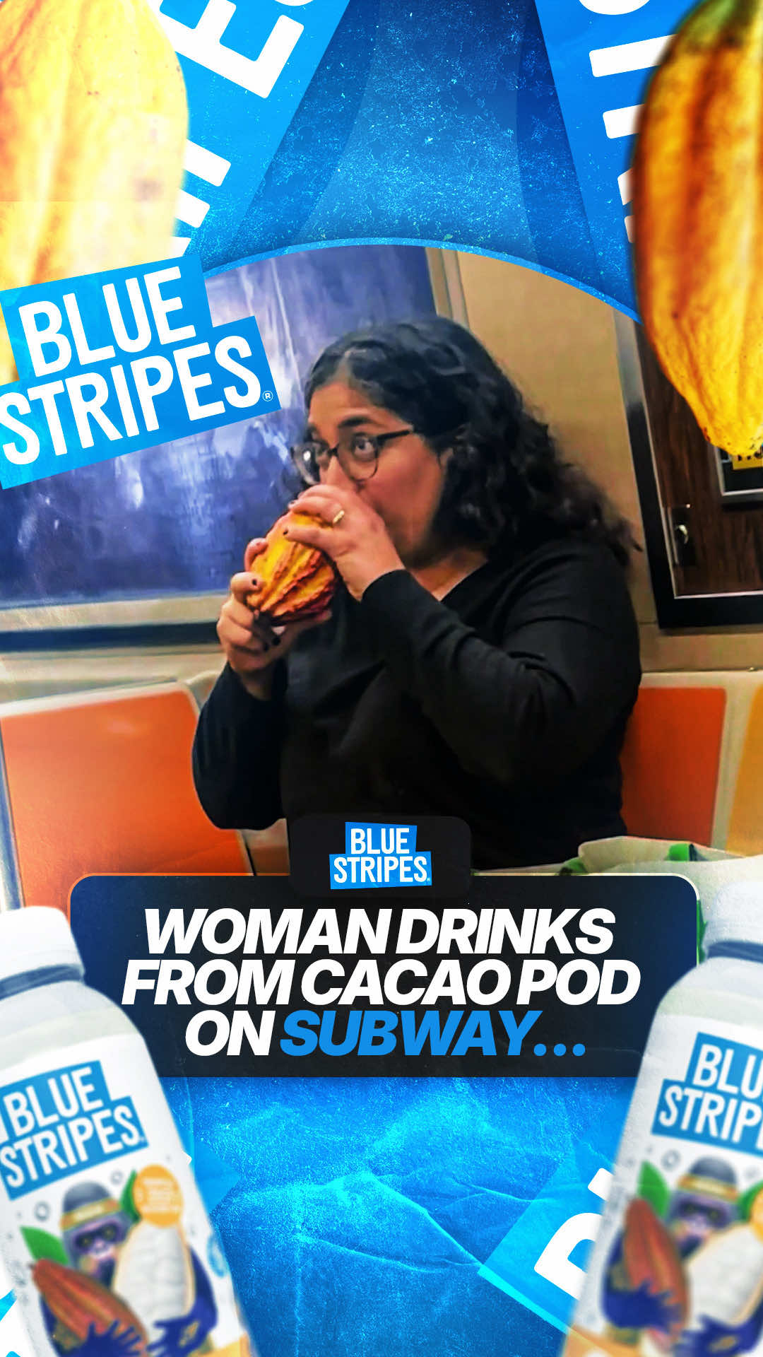 Is that a cacao pod?? 👀 See how @Blue Stripes turns this super fruit into WATER. #ad #cacao #bluestripes #subway #viral