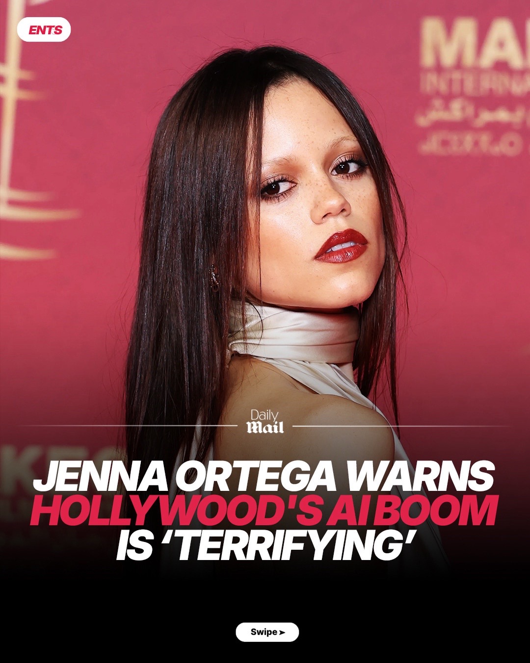 Jenna Ortega did not hold back while discussing Hollywood's controversial AI boom and her fears the industry may be barreling into dangerous territory. “There's certain things that AI just isn't able to replicate, and yes, there's beautiful, difficult mistakes, and a computer can't do that. A computer has no soul, and it's nothing that we would ever be able to resonate with or relate to,” she said. #jennaortega #ai #hollywood
