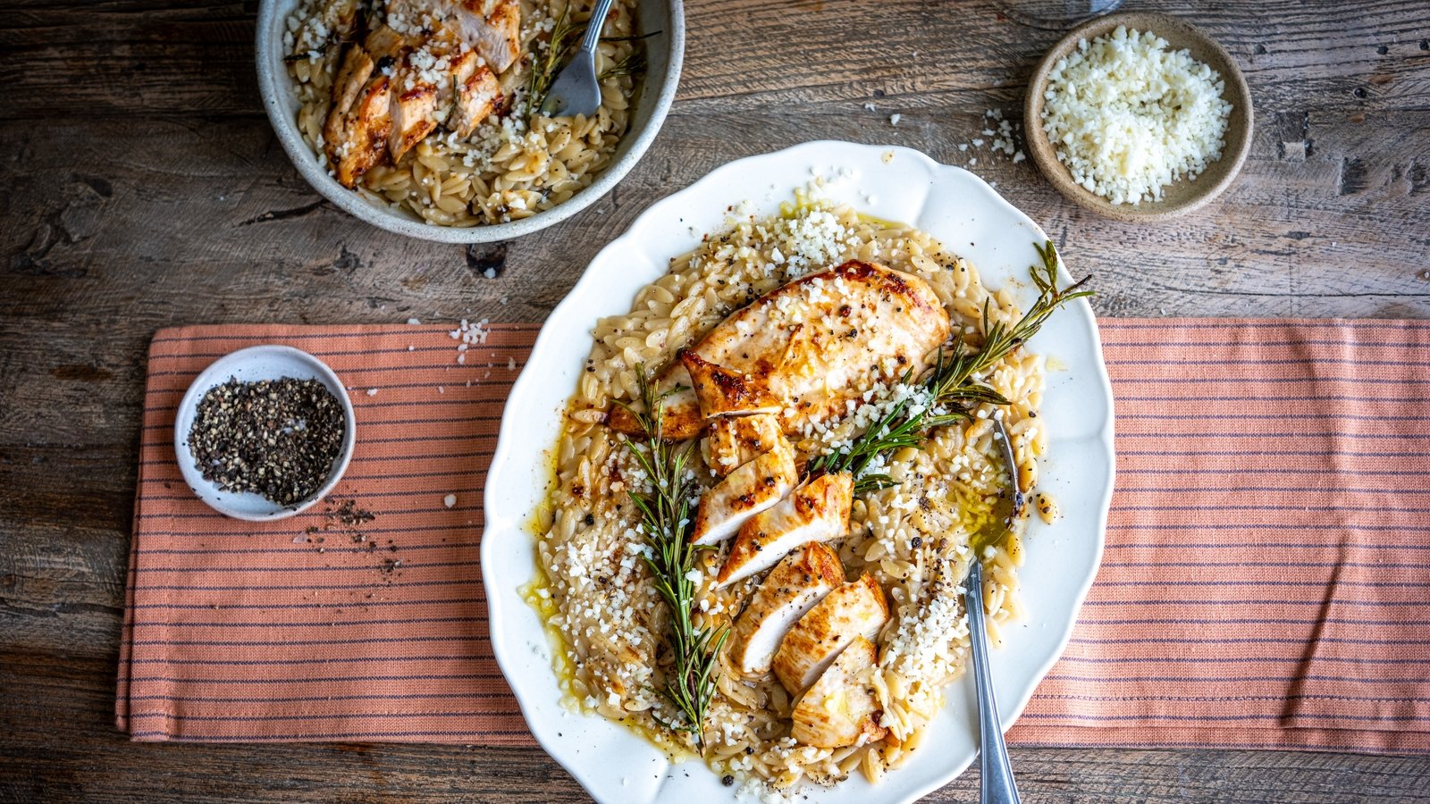 Donal's Cacio e Pepe orzo with chicken