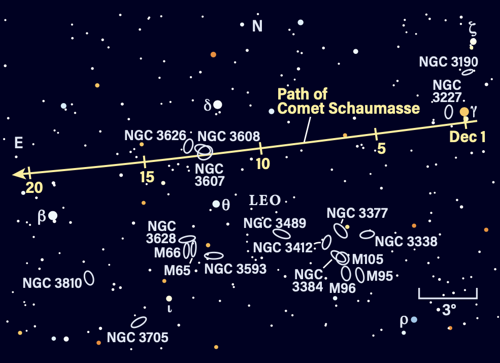 The Sky Today on Friday, December 12: Comet Schaumasse visits some galaxies