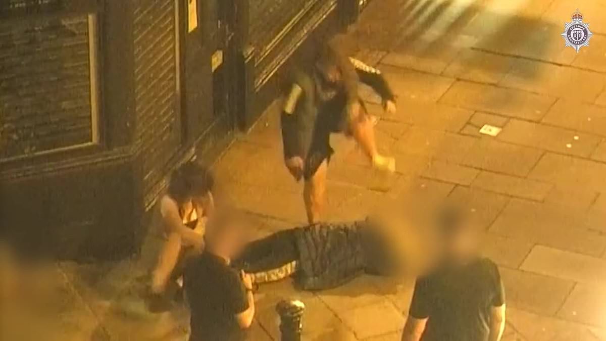 Moment two sisters leave friend unconscious on the floor after savagely attacking her on birthday night out
