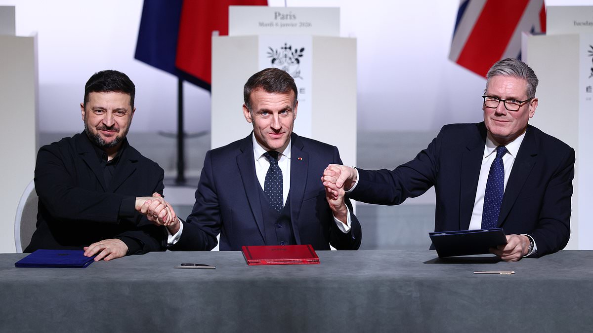Keir Starmer paves way for British troops to be sent to Ukraine as part of peacekeeping force as PM signs deal in Paris alongside Emmanuel Macron