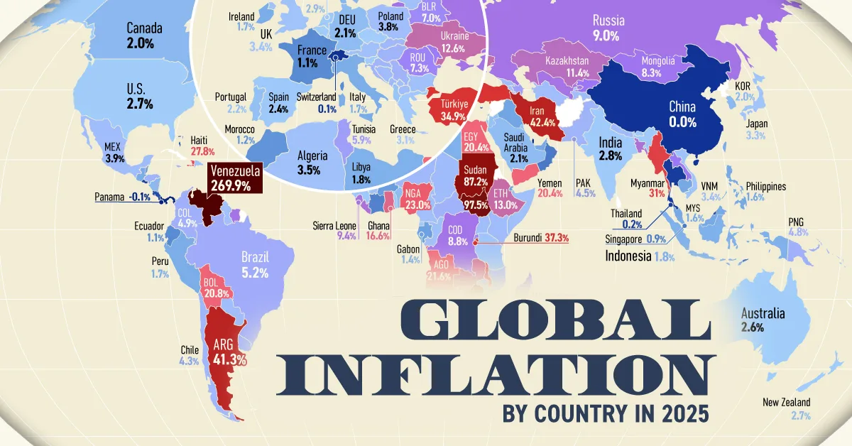 Mapped: Global Inflation by Country in 2025