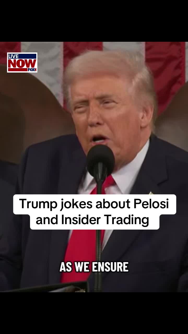 President Trump takes a shot at Nancy Pelosi in mentioning a bipartisan initiative to ban stock trading from congressional representatives during his State of the Union address