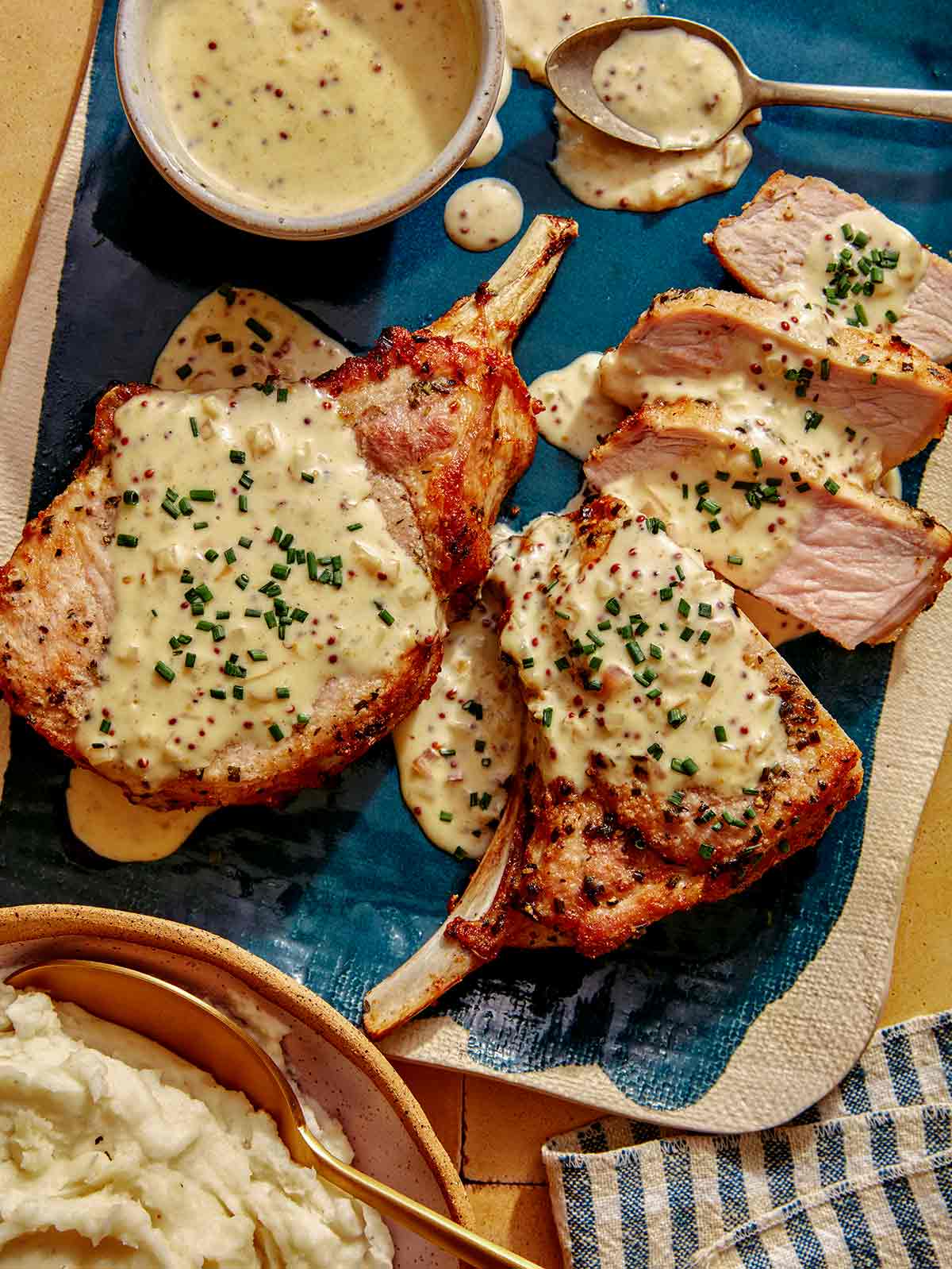Air Fryer Pork Chops (with Mustard Cream Sauce)