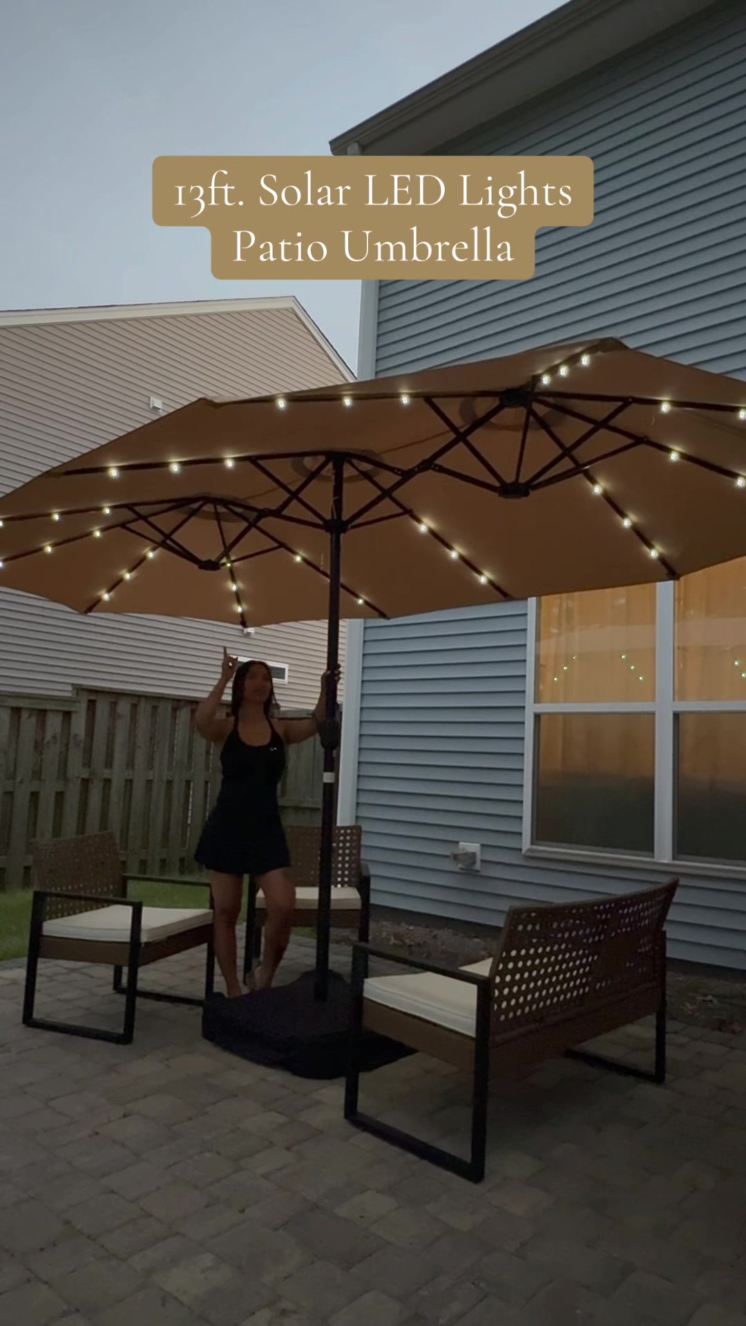 Soft lights, warm nights, perfect patio vibes @Yaheetech Shop #yaheetech #patioumbrellawithlights #tiktokshop #tiktokshopfinds #filipina