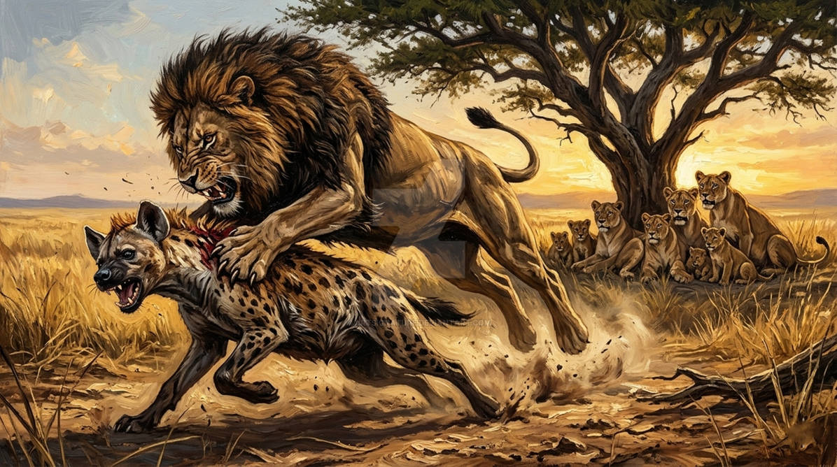 Lion Defending Its Family by ArtSignature on DeviantArt