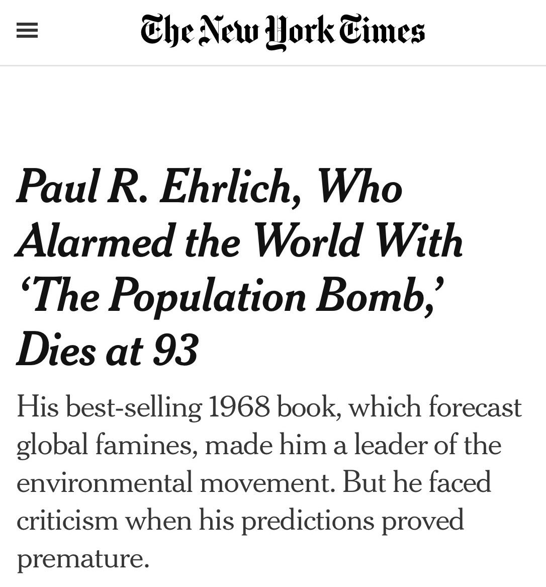 RT by @elonmusk: People today forget or simply can’t believe how depraved Ehrlich really was: Demanded that the FCC require TV shows to depict large families in a negative light, so that parents with multiple children would be shamed and ostracized by society. Proposed forcibly sterilizing…