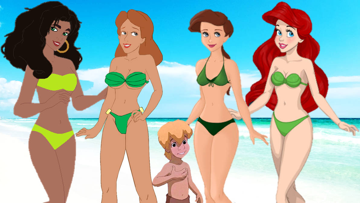 Disney Ladies Wearing Green Bikinis at the Beach by richardchibbard on DeviantArt