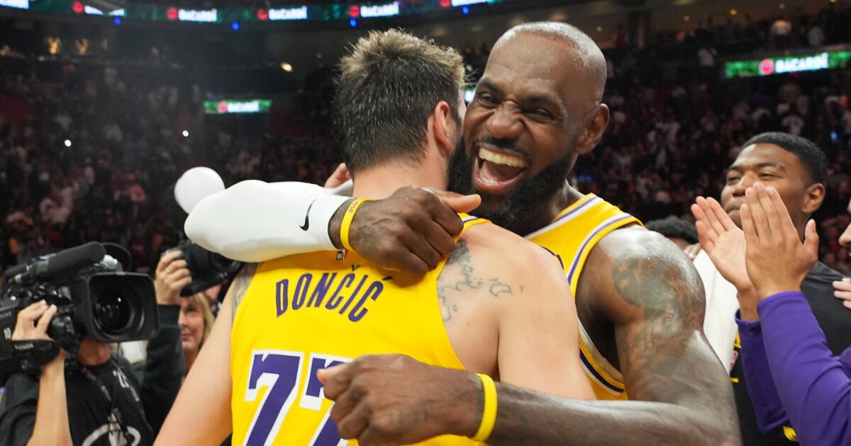 Luka Doncic scores 60 and LeBron ties NBA games record in Lakers' eighth straight win