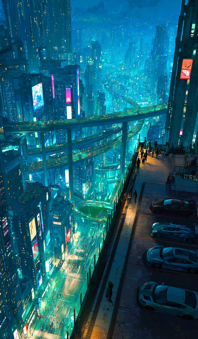 Skyline Highways Beneath a Rooftop Parking Deck by radstream on DeviantArt