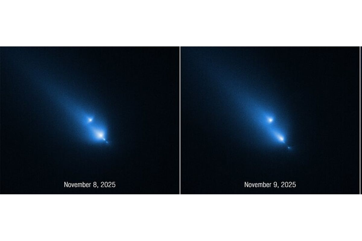 Hubble Caught an Accidental Glimpse of a Comet Breakup, Snapping Pictures of Bright Blue Fragments