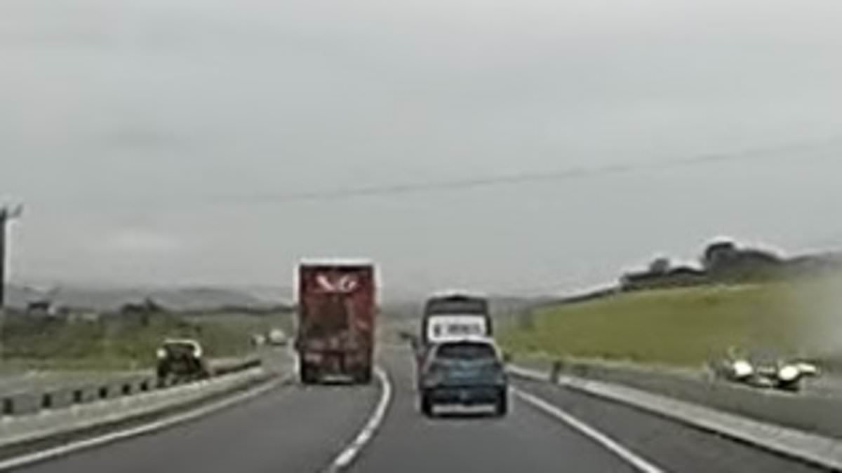 Moment reckless driver undertakes lorry using the slip road - but that's not the motorist who enraged viewers of this clip the most