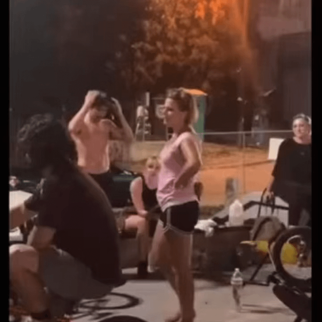 Drunk woman harassing skateboarders