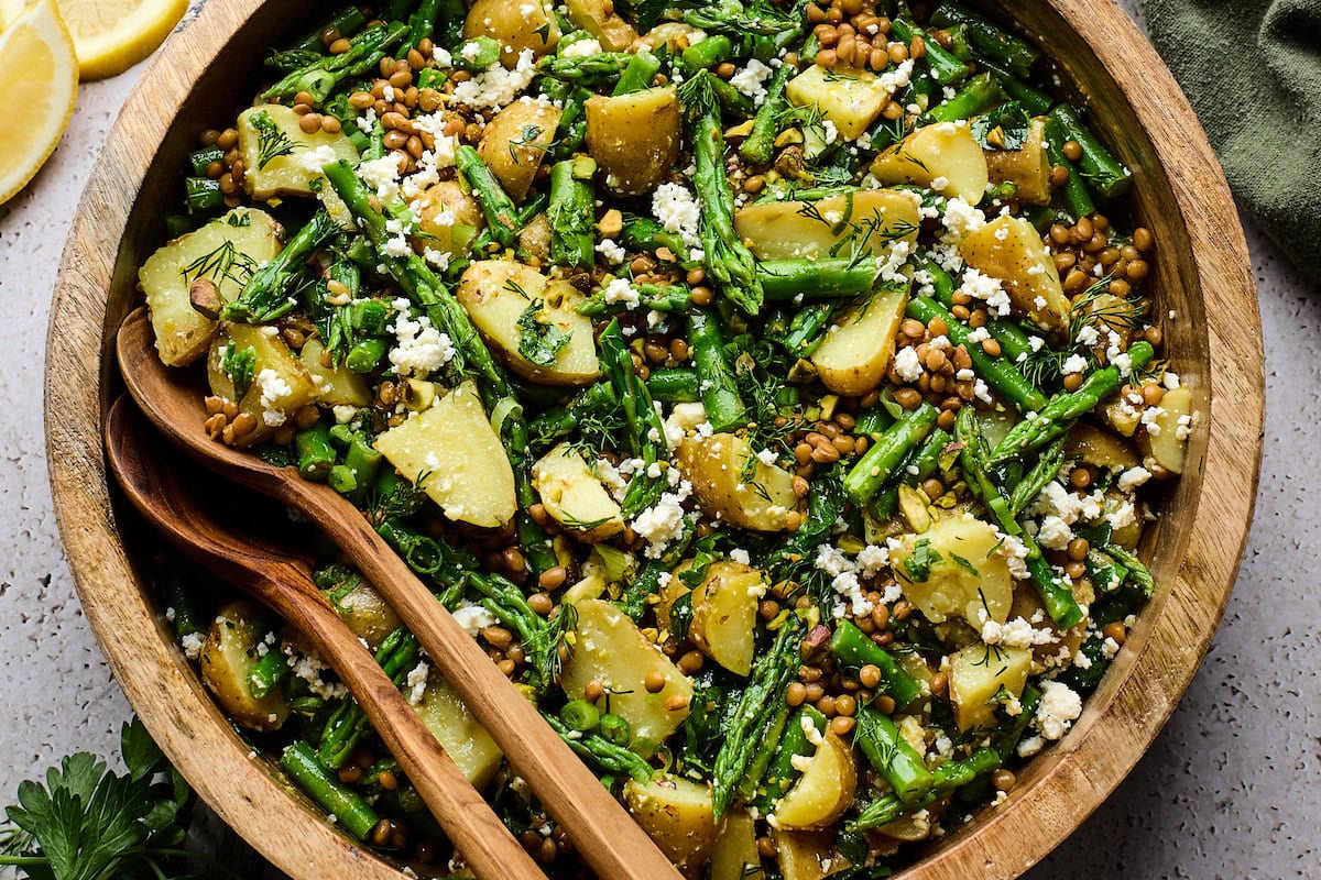 Potato Asparagus Lentil Salad with Lemon Dijon Dressing