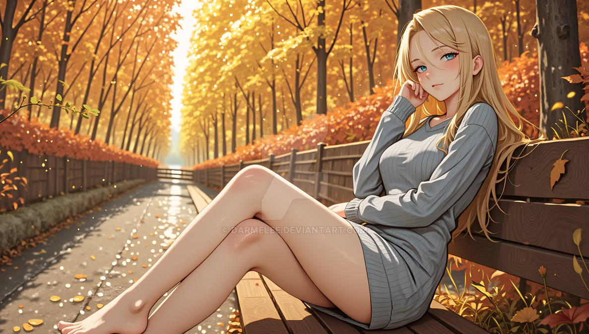 Autumn Serenity Bench Scene 3 by Darmelee on DeviantArt