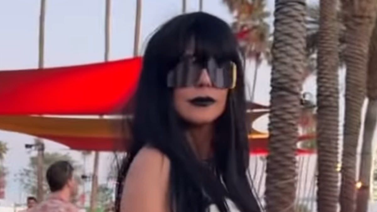 Legendary supermodel, 52, goes incognito at Coachella in a black wig and VERY cheeky outfit as she evades fans on festival grounds