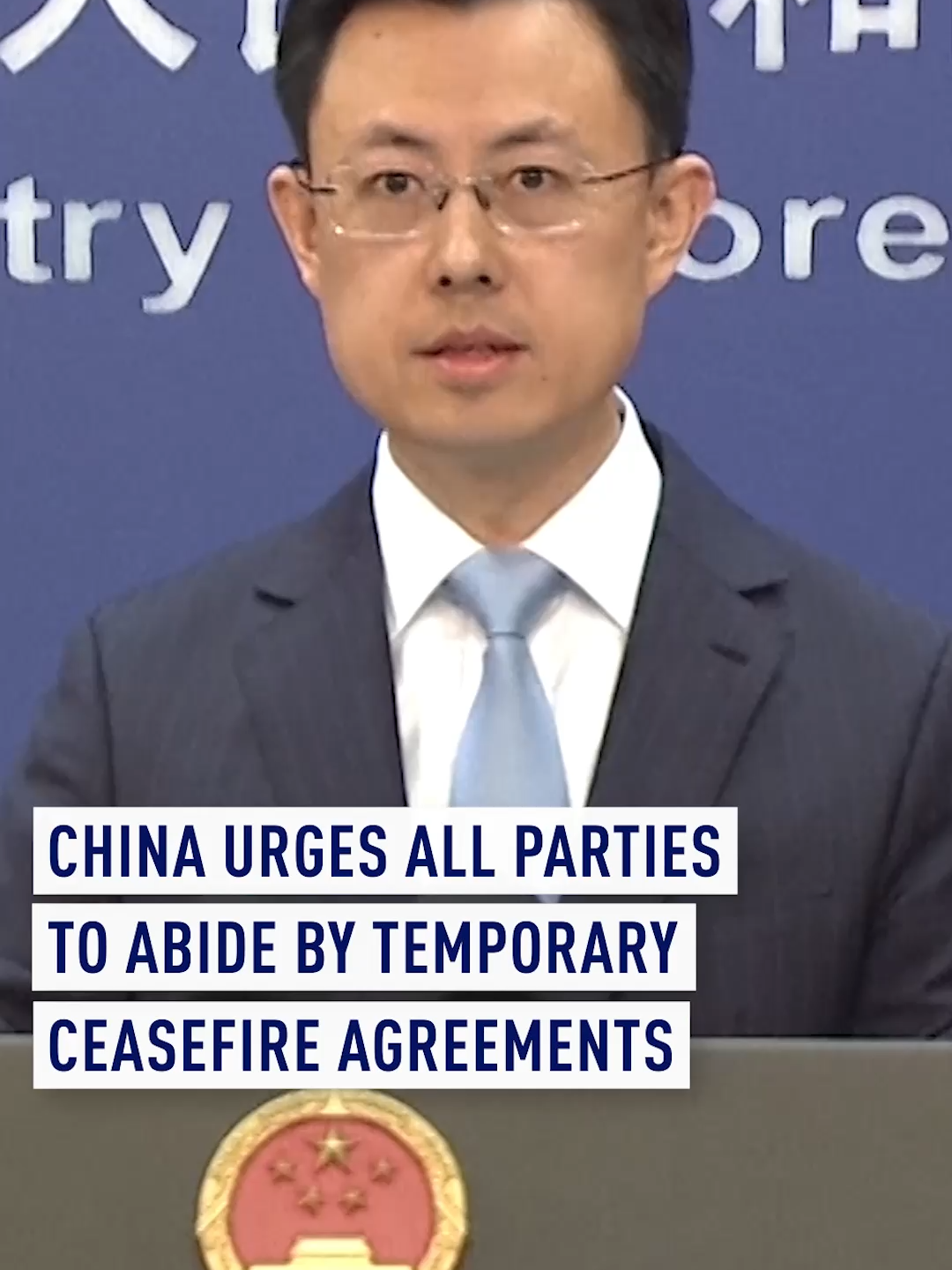 China has called on all sides to respect a temporary ceasefire between the United States and Iran, warning it is already under pressure. Chinese Foreign Ministry spokesperson Guo Jiakun made the remarks on Tuesday, and it comes after the US imposed a naval blockade around key Iranian shipping routes, including the Strait of Hormuz. #US #China #ceasefire #StraitofHormuz