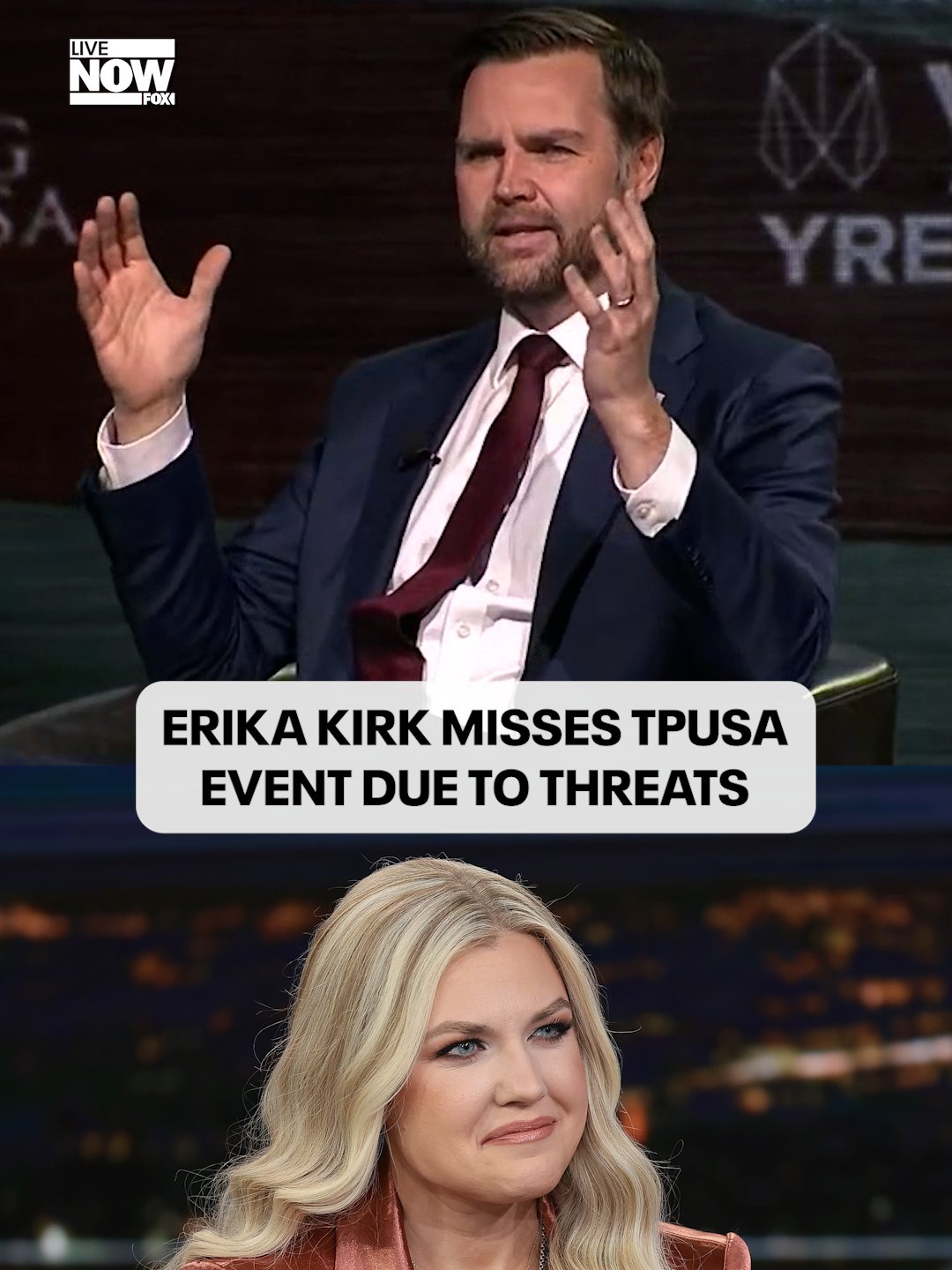 Erika Kirk, the widow of activist Charlie Kirk, missed a Turning Point USA event at the University of Georgia due to reported threats. Vice President JD Vance told the crowd he was worried the event would get canceled.  “About 2 hours ago, I was a little worried that we were going to have to cancel the event because Erika wasn’t going to come and she was very worried about it,” Vance said. “I talked to the Secret Service… and I said you know what, let's let Erika do what she needs to do for herself and her family, I’m sure Andrew [Kolvet] will fill in. And let’s go make this an amazing event with the Georgia Bulldogs.”