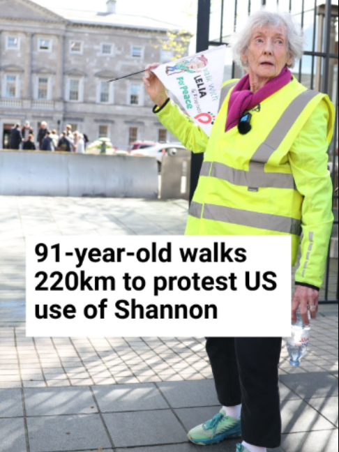 Lelia Doolan walked from Shannon to the Dáil to call on the Government to protect Irish neutrality  #shannon #dail #daileireann #ireland #neutrality #irish