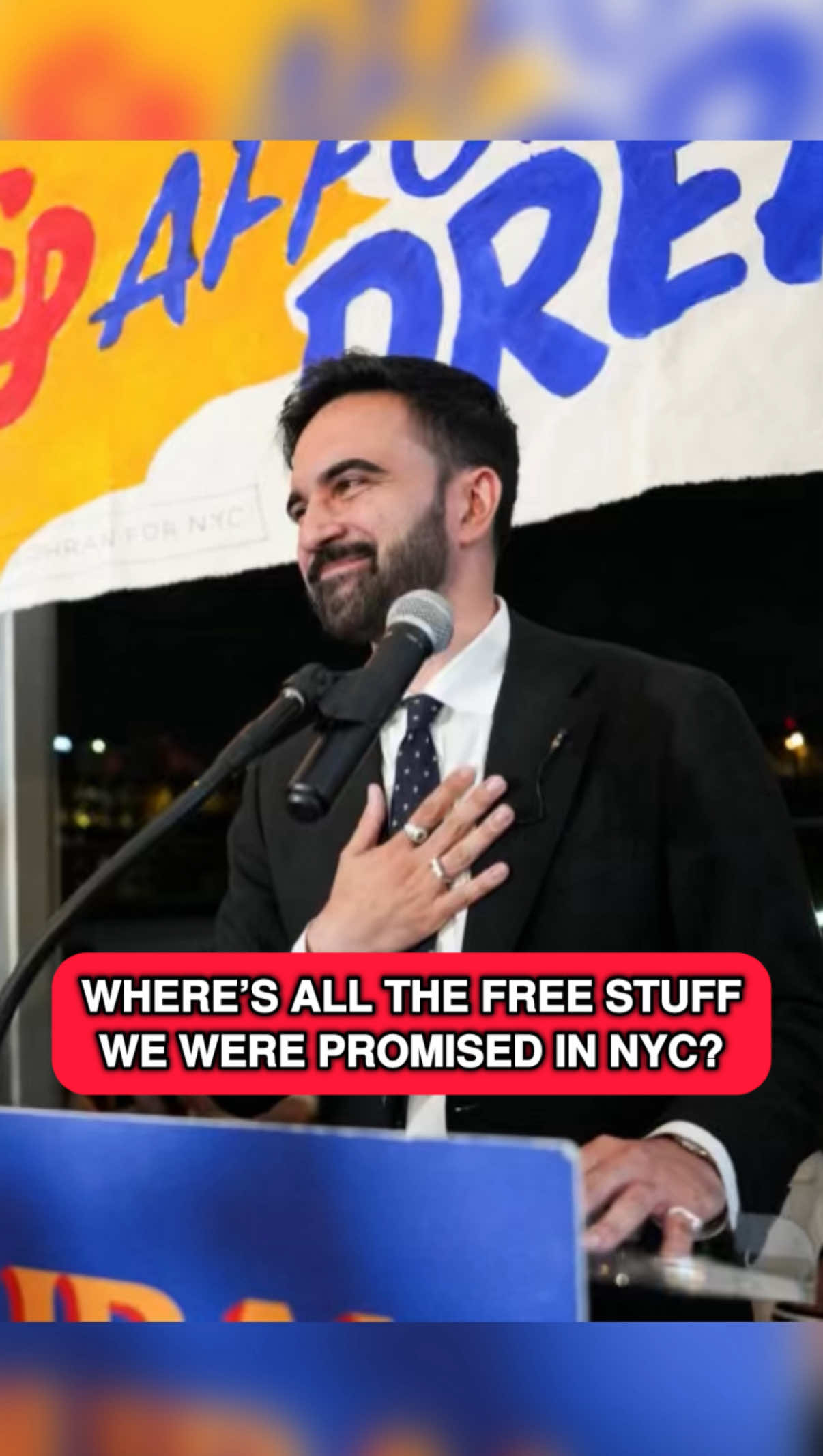 I'm still waiting for my free stuff. Yeah. I was offered free limo from the airport. Free hotel while I'm here, free food. I keep coming to New York, I don't get any free anything from this guy. Don't you think some of us should say, "Hey, let's go back to the campaign. Where's the free stuff?" I want some free stuff. What about you guys? Free. I want it free.
