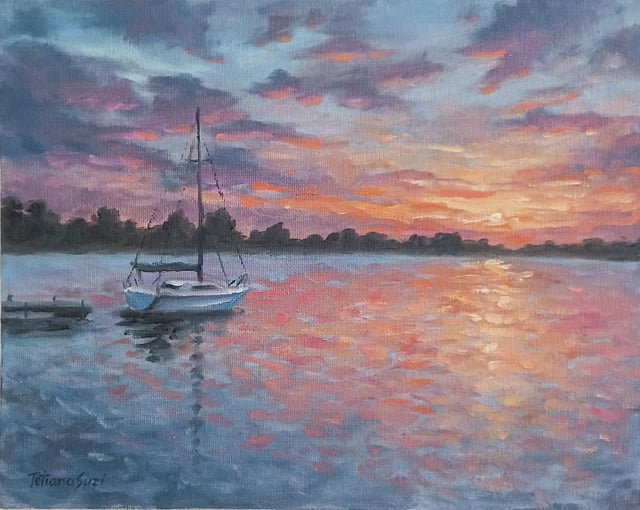 Sunset on the Lake, T Suzi, Oil, 2026