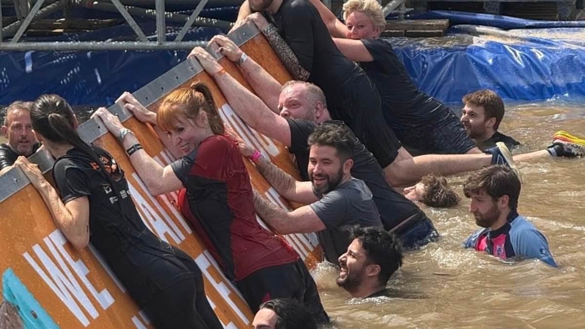 It's all going swimmingly! Angela Rayner gets muddy at charity event - but stays silent on Starmer amid criticism she campaigned in London while losing own local council