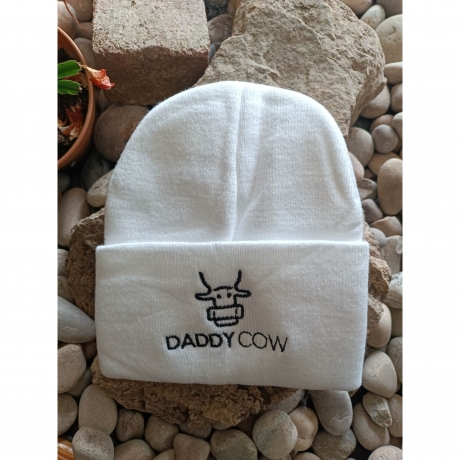 Daddy Cow Beanie Hat White